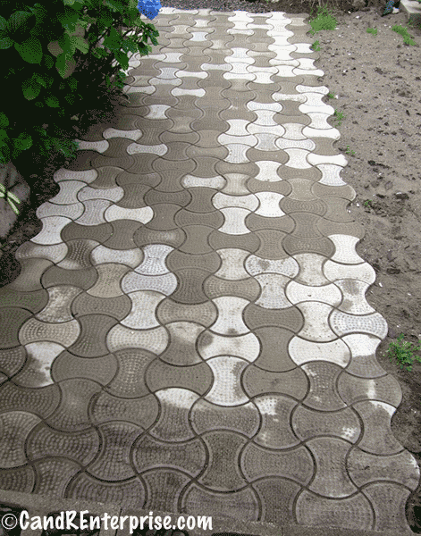 Garden walkway made with Dogbone Hourglass Stepping Stone Molds Garden walkway made with Dogbone Hourglass Stepping Stone Molds