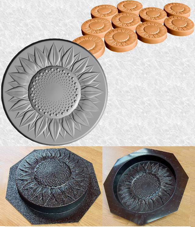 Sunflower Round Stepping Stone Mold