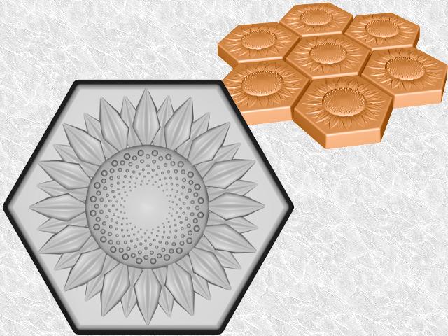 Hexagon Sunflower Stepping Stone—Design view