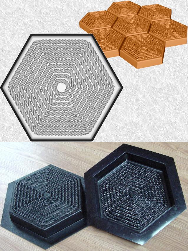 Rope Coil Hexagon Stepping Stone Mold