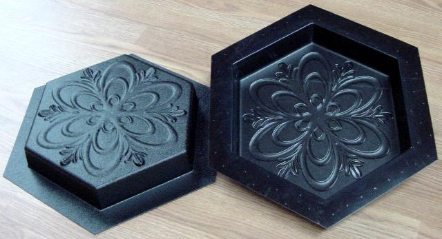 Floral Spiral Hexagon Stepping Stone Mold