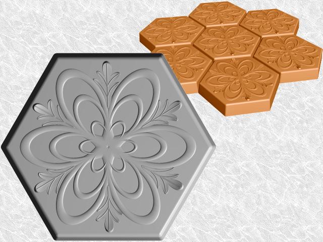 Hexagon Floral Spiral Stepping Stone—Design view
