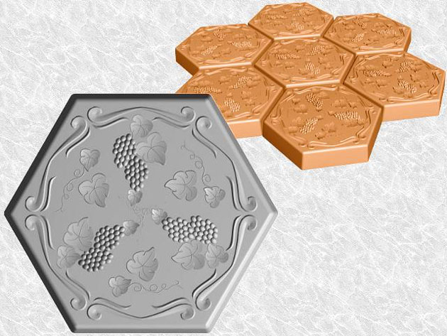 Stepping Stone Molds 004 - Hexagon - Grapevine