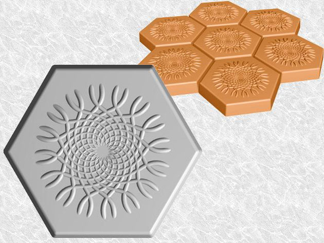 Stepping Stone Molds 005 - Hexagon - Dense Spiral